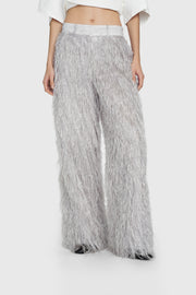 Mid-Rise Textured Pants