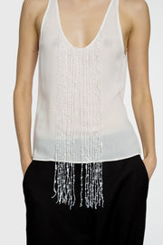 Fringed Beaded Silk Singlet