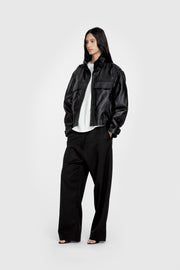 Leather Funnel Moto Jacket