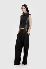 Leather Funnel Neck Top