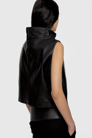 Leather Funnel Neck Top