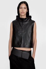 Leather Funnel Neck Top