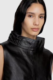 Leather Funnel Neck Top