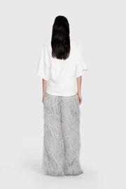 Mid-Rise Textured Pants