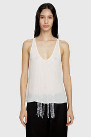 Fringed Beaded Silk Singlet