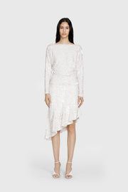 Asymmetric Textural Beaded Skirt