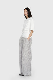 Mid-Rise Textured Pants